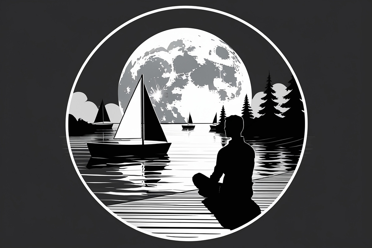 Mindful Lake Meditation Silhouette S, an Illustration by Creativeshirt (Photo 5 of 9)