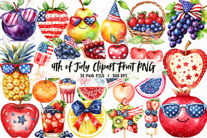 Watercolor 4th of July Clipart Fruit, an Illustration by Libby Wishes