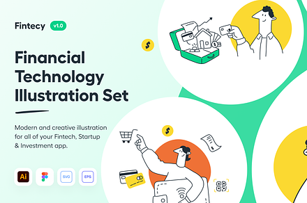 Financial Technology Illustrations, a Finance Illustration by Illustraly Design