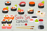 Set of Cute Sushi Roll Illustrations, a Food Illustration by ArtVarStudio (Thumbnail 1 of 3)