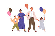 Happy families with balloons set, a Person Illustration by Good Studio (Thumbnail 4 of 6)