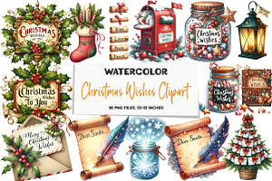 Christmas Wishes Clipart, an Illustration by DreamArtGraphic