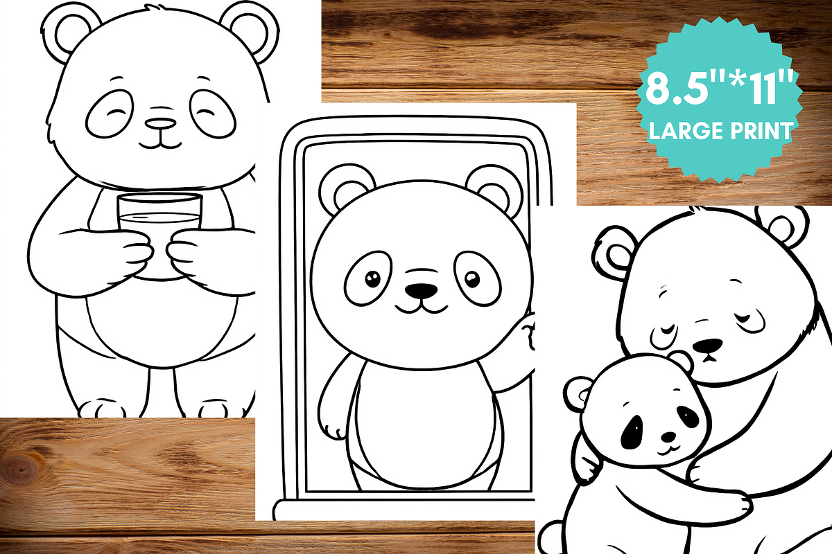 Cute Panda Daily Life Coloring Pages, a Brochure Template by LA Design (Photo 6 of 10)