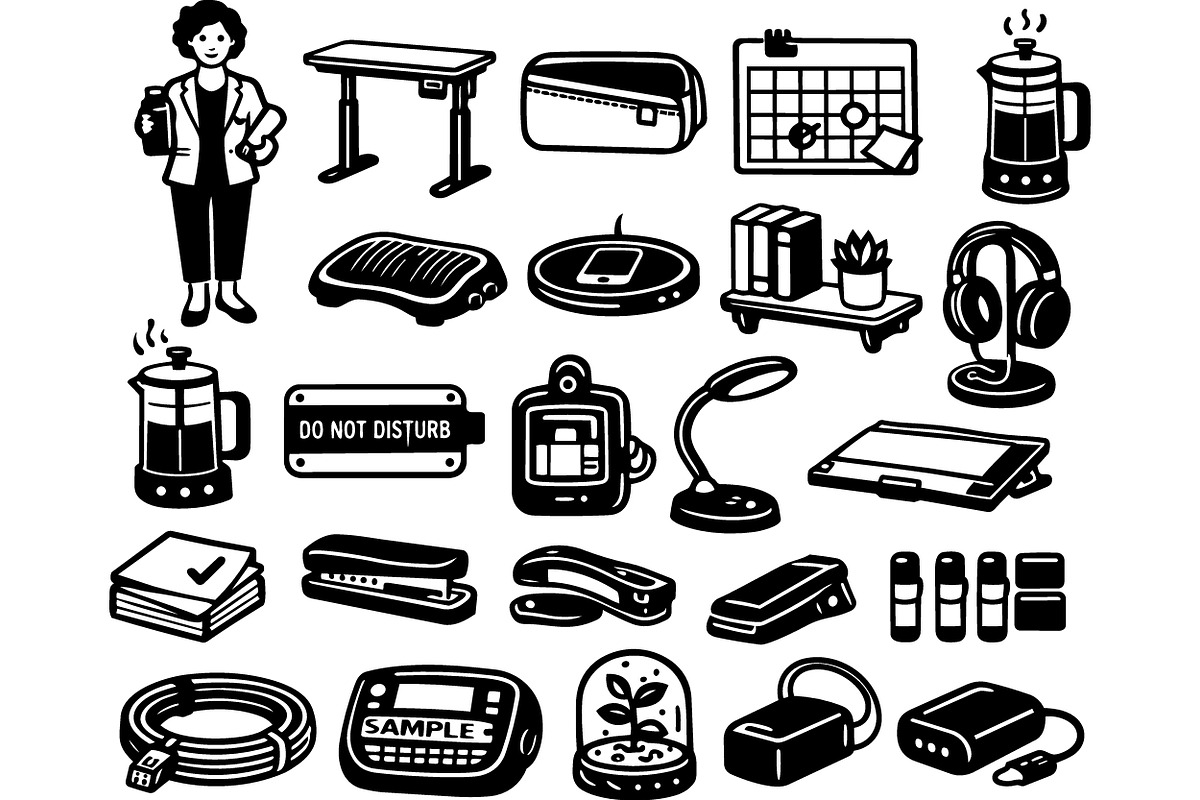 Office Essentials Black Clipart Bund, an Illustration by designvectx (Photo 2 of 3)