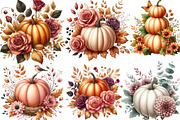 Watercolor Autumn Flower Pumpkin PNG, an Illustration by Designking (Thumbnail 2 of 4)