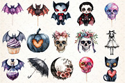 Cute Goth Halloween Clipart, an Illustration by DreamCafeArt (Thumbnail 5 of 5)