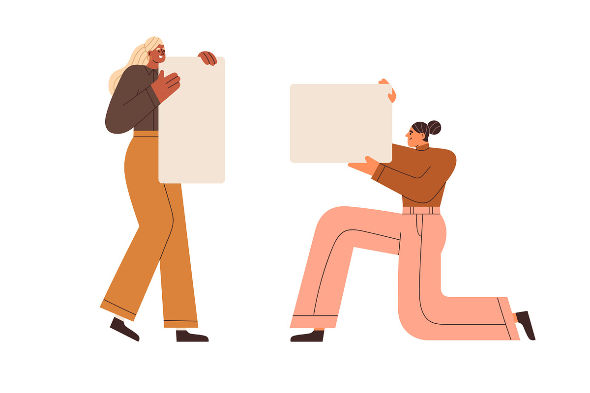 People with blank banners set, a Person Illustration by Good Studio (Photo 4 of 4)