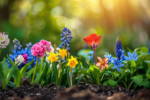 Different flowers growing in the garden, a Nature Photo by AlyaAnd