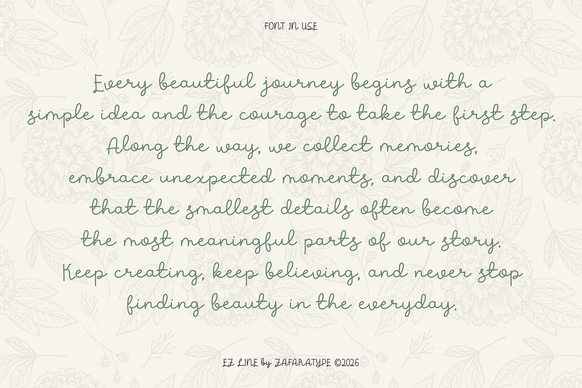 EZ Golleria, a Handwritten Font by Zafara Studios (Photo 6 of 6)