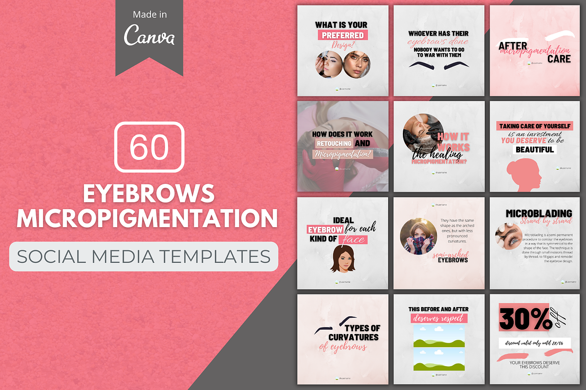 Eyebrows Micropigmentation Templates, a Social Media Template by Canvagator (Photo 1 of 3)
