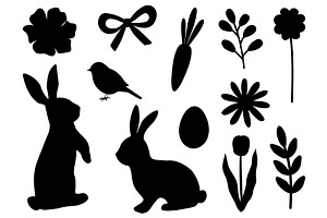 Easter Bunny Silhouettes. Bunny SVG