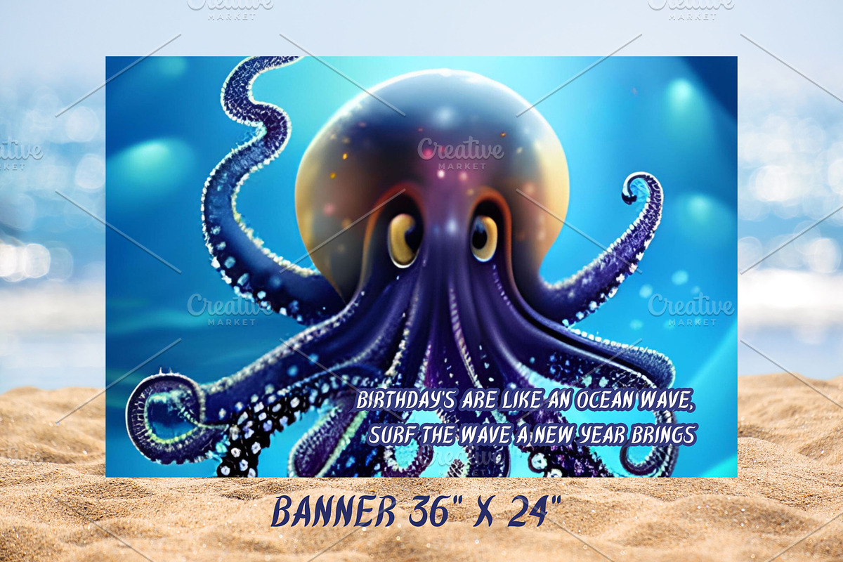 Custom art, Octopus birthday bundle, an Invitation Template by Boho Pixel Dust (Photo 2 of 5)