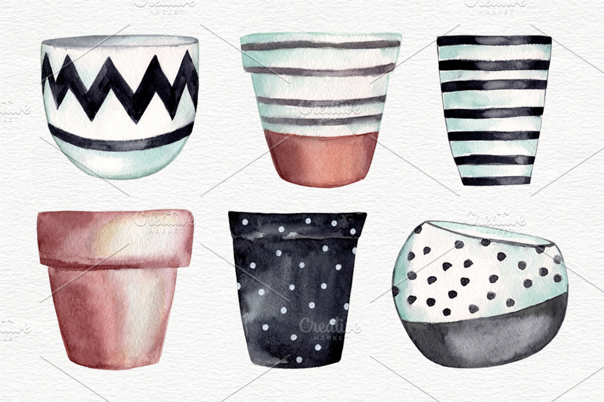Cactus clipart with pots, a Decorative Illustration by Colibri Watercolor (Photo 5 of 5)