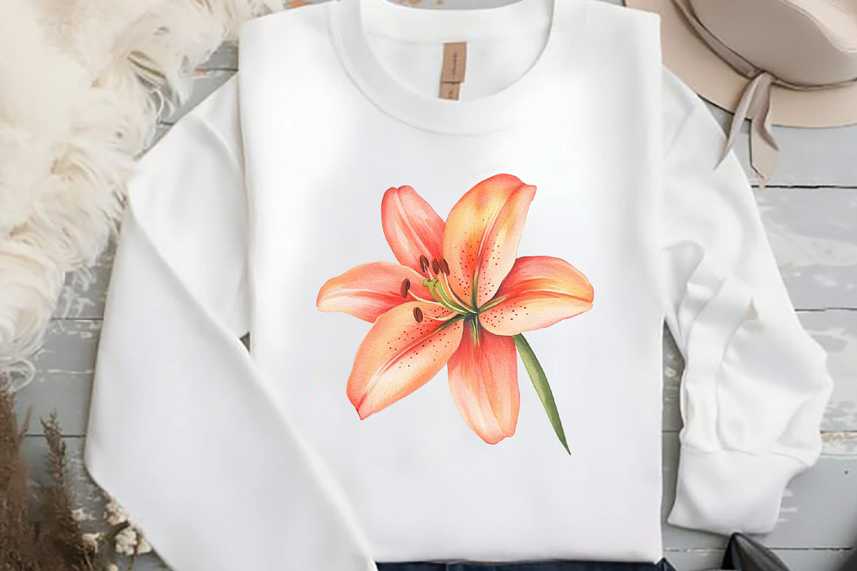 Watercolor Lily Flower Boho Clipart, an Illustration by DreamCafeArt (Photo 4 of 5)