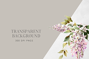 Watercolor Pink Wisteria Clipart, a Decorative Illustration by ThaismotaCreativeCo (Thumbnail 11 of 11)