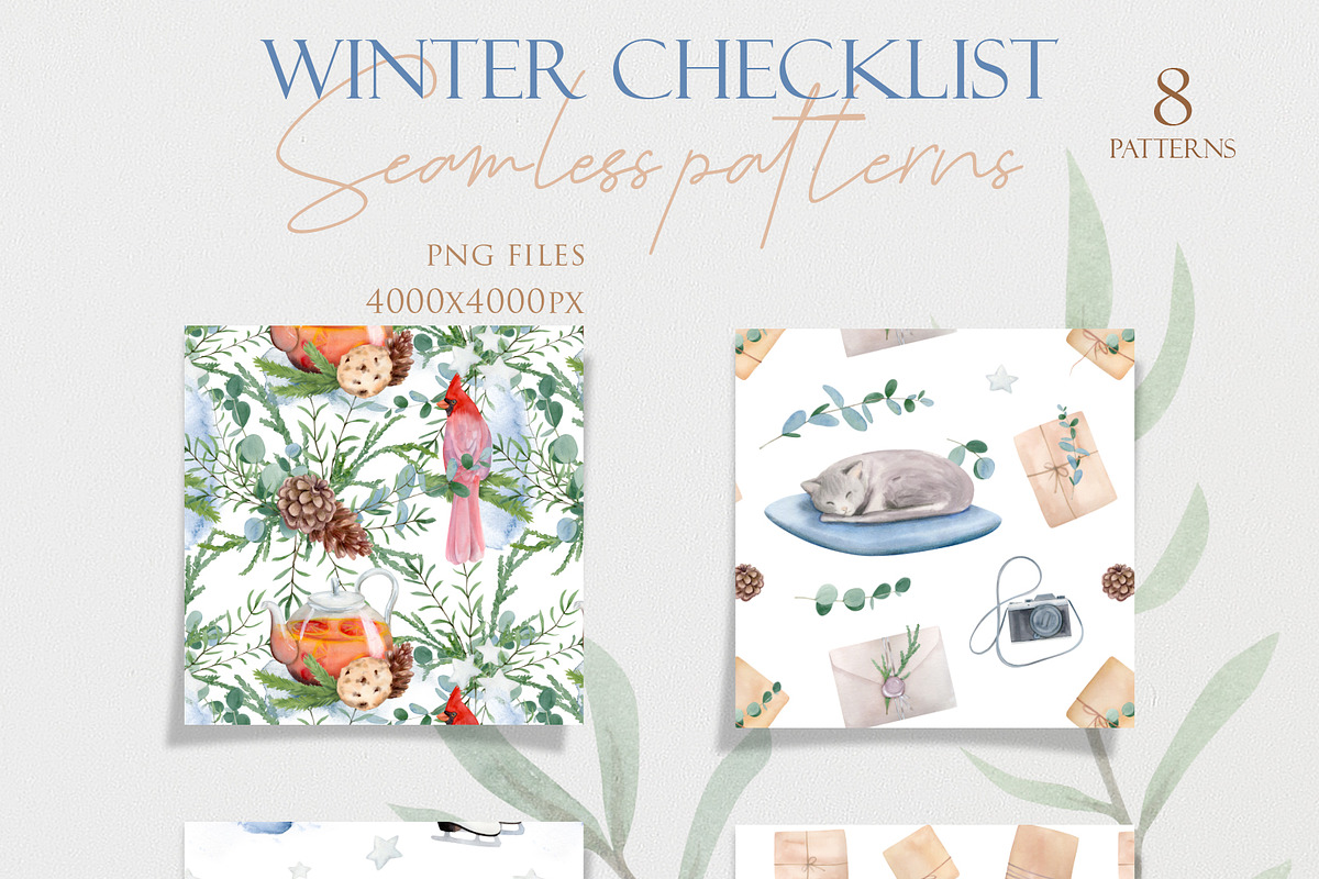 Winter Checklist Watercolor Clipart, a Seasonal Illustration by NataliArkushArt (Photo 12 of 14)