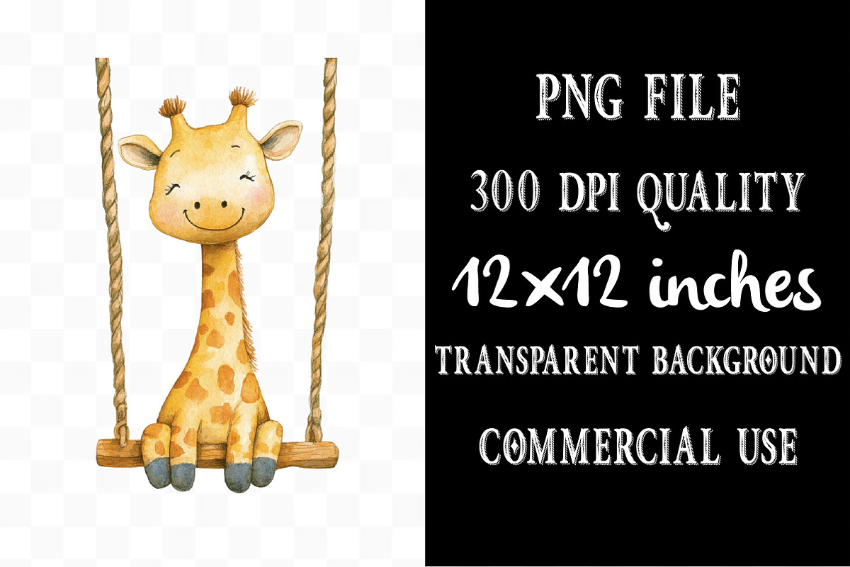 Watercolor Animals On Swings Clipart, an Illustration by Designking (Photo 4 of 5)