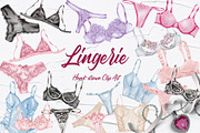 PINK LINGERIE Clipart, SEXY UNDERWEAR Graphic by TereVela Design