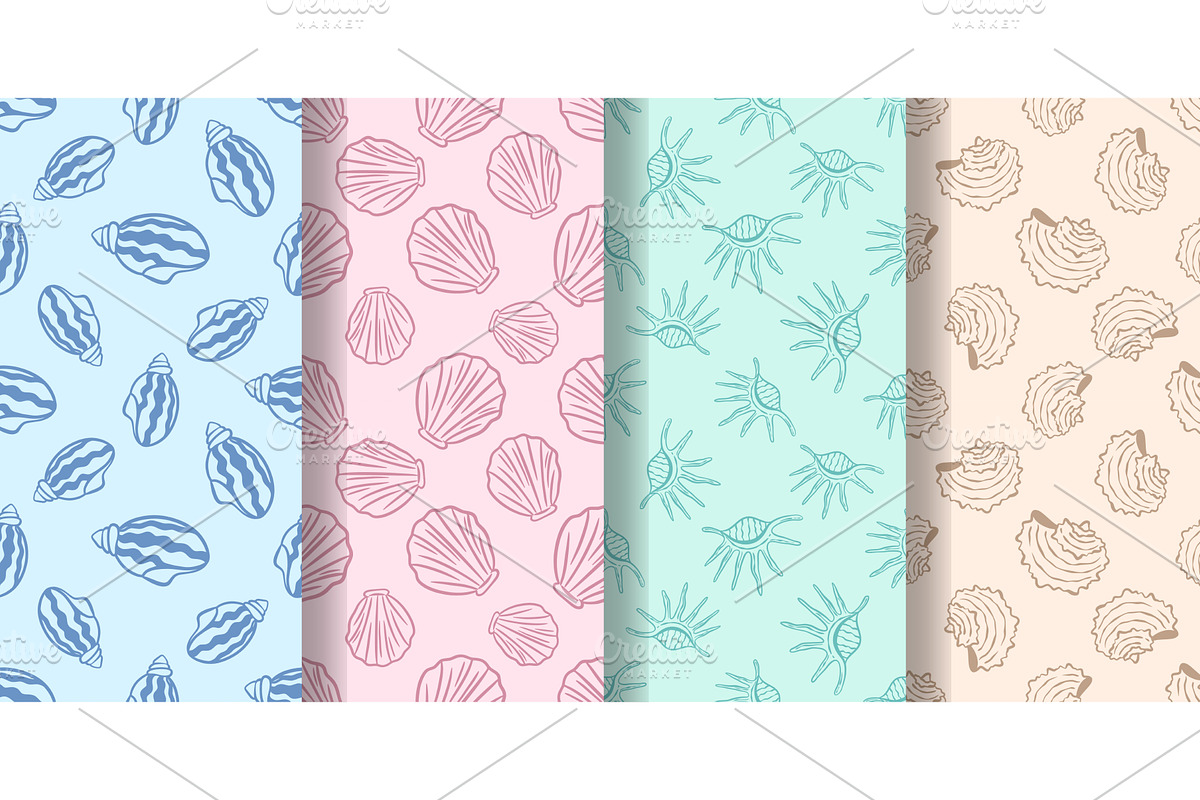 Set of themed seamless patterns with, an Illustration by Tati_Kli