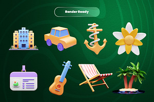 Summer 3d Illustration Icon Pack