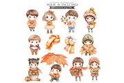 Fall Clipart Autumn Watercolor PNG, an Illustration by CharmClipart (Thumbnail 2 of 10)