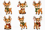 Whimsical Christmas Reindeer Clipart, a Seasonal Illustration by Craft Nest (Thumbnail 3 of 3)