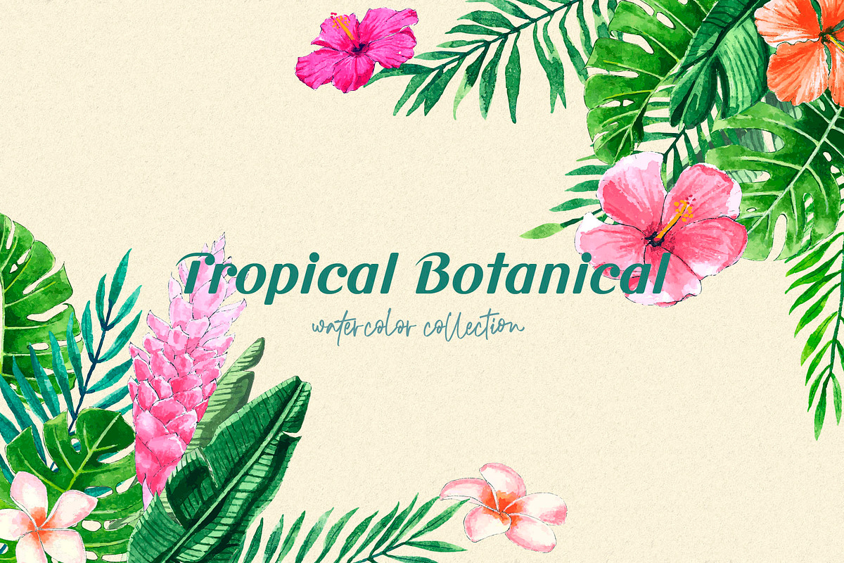Tropical Botanical Watercolor, an Illustration by LazyArtyCat (Photo 1 of 5)