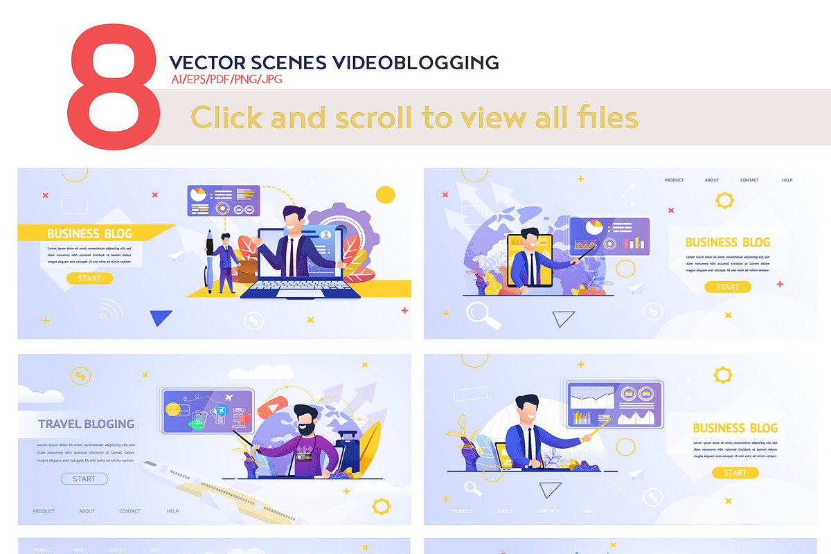 Video Blogging Vector Scenes, a Landing Page Template by PavelVinnik (Photo 2 of 2)