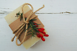 Natural handmade soap containing homemade, soap, and gift