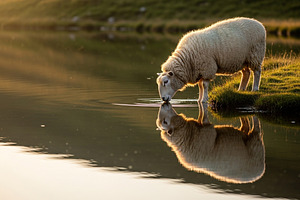 A sheep drinking water by the river, an Animal Photo by zahidhossainalif