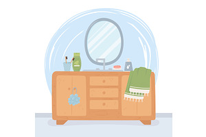 bathroom furniture mirror, an Object Illustration by studiogstock