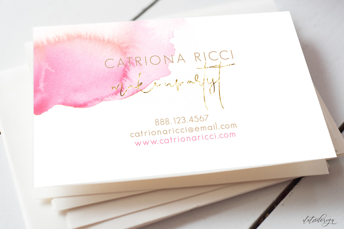 Watercolour Make up  Business Card, a Business Card Template by iloladesign (Photo 2 of 2)