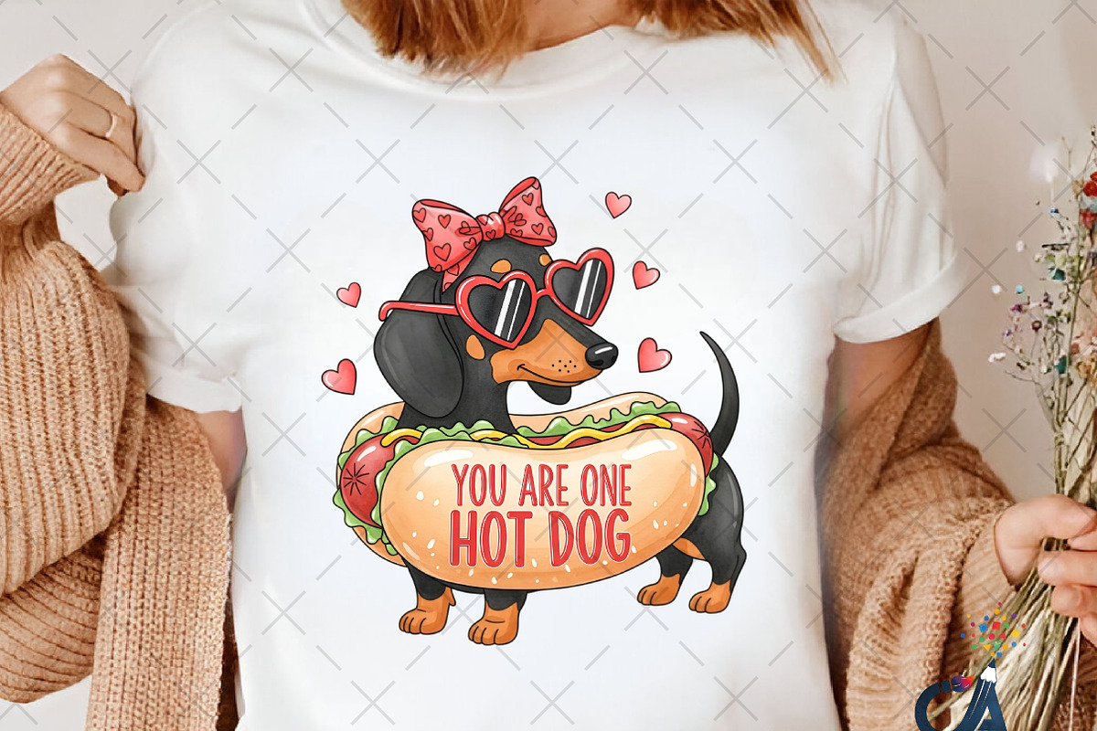 Cute Valentine Dachshund Dog Hot Dog, an Illustration by Creative Art (Photo 3 of 6)