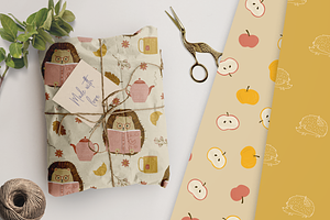 Autumn Hedgehogs Pattern Collection