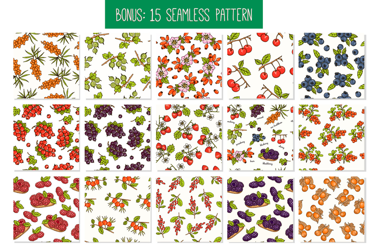 Collection of berries with pattern, an Object Graphic by Tatti Graphic Studio (Photo 3 of 3)