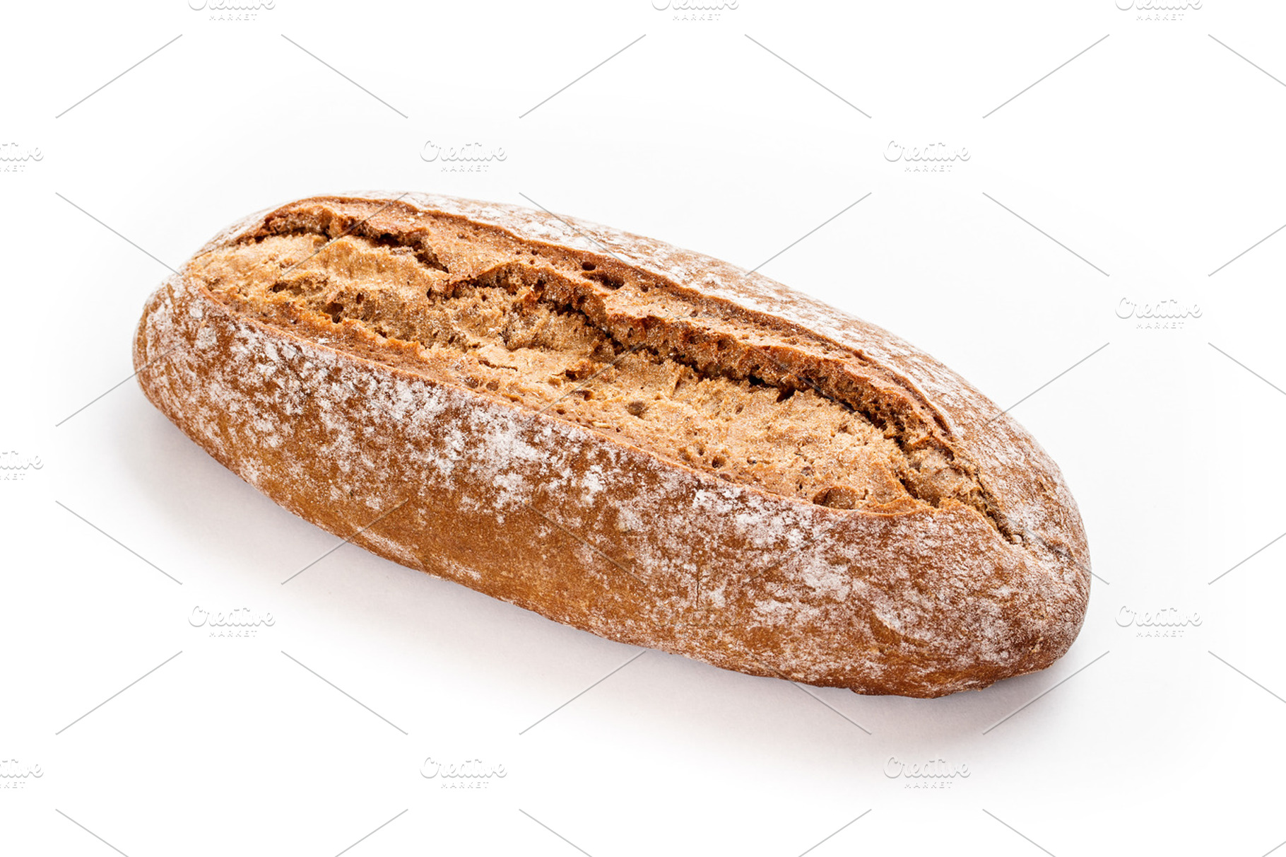 Bread from rye containing baguette, bread, and bun