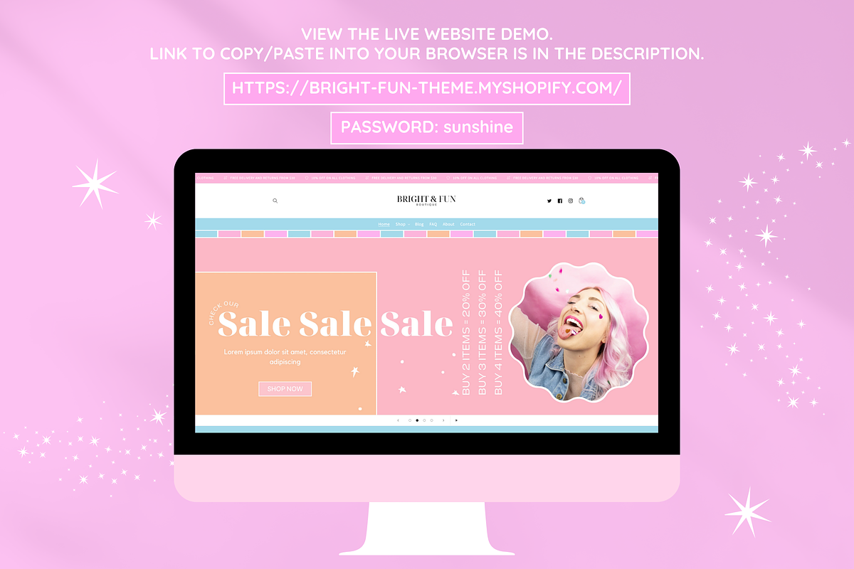 Bright Fun Shopify Theme, a Shopify Template by SunshineStudioBoutique (Photo 4 of 9)