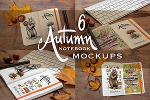 6 Autumn Notebook Mockups