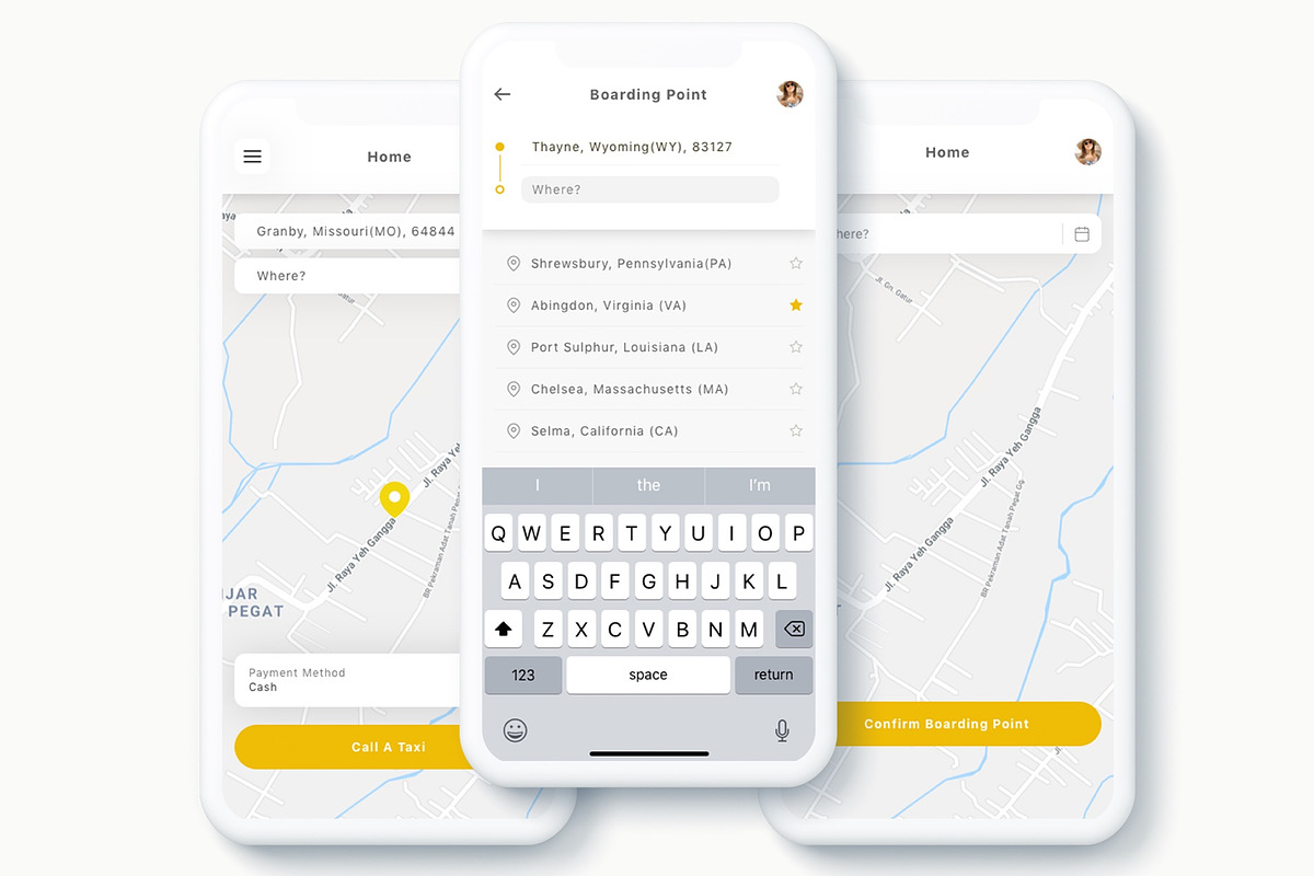 Yunu - Taxi App UI Kit, an App Template by Betush (Photo 3 of 6)