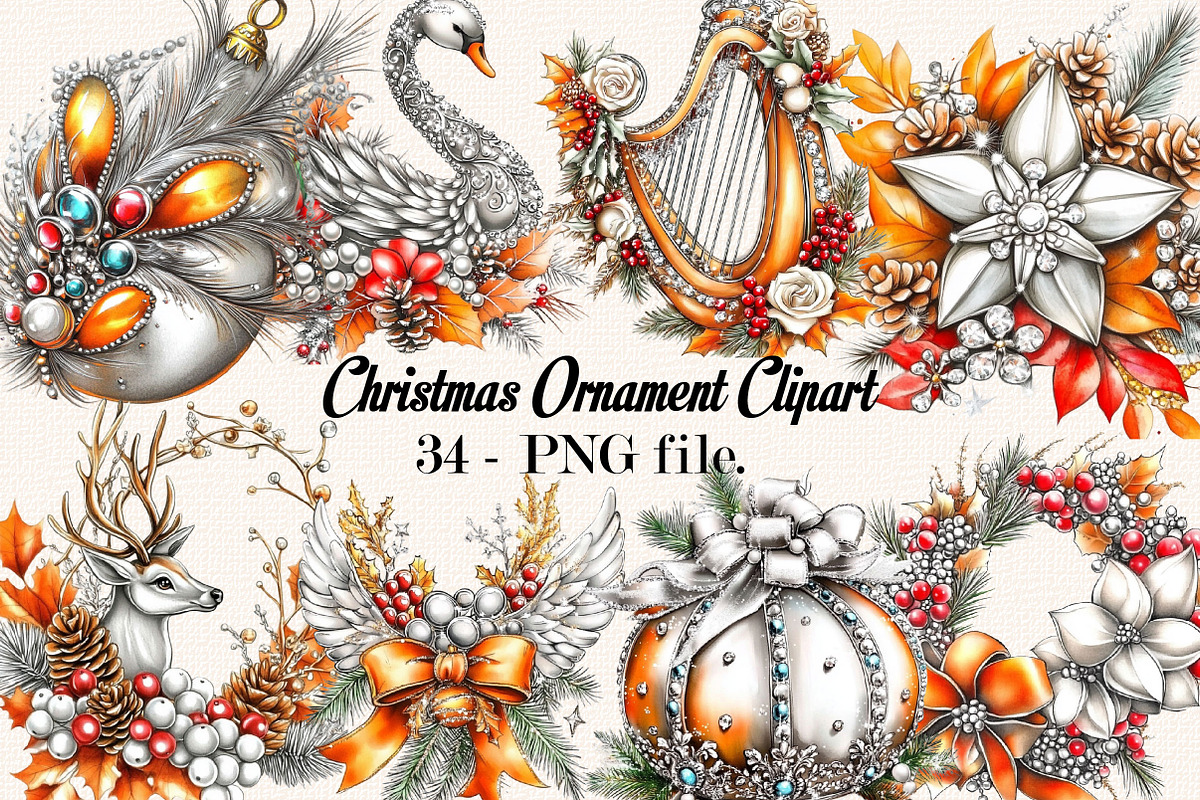 Luxury Christmas Ornament Clipart, a Seasonal Illustration by SVGArt (Photo 1 of 5)