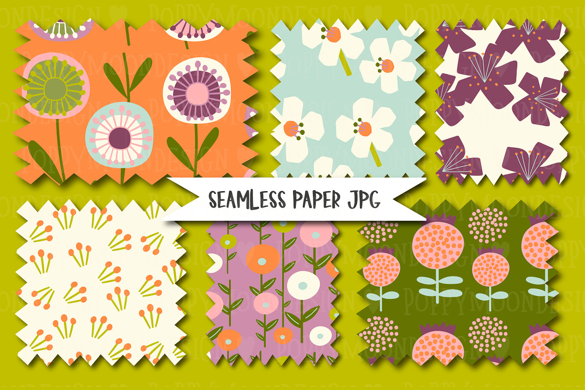 Retro Garden seamless patterns, an Illustration by Poppymoondesign (Photo 6 of 7)