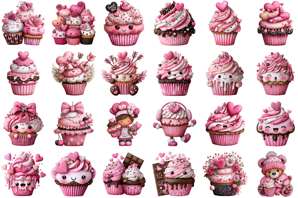 Funny Valentine’s Day Cupcake Clipar, an Illustration by DreamCafeArt (Photo 2 of 6)