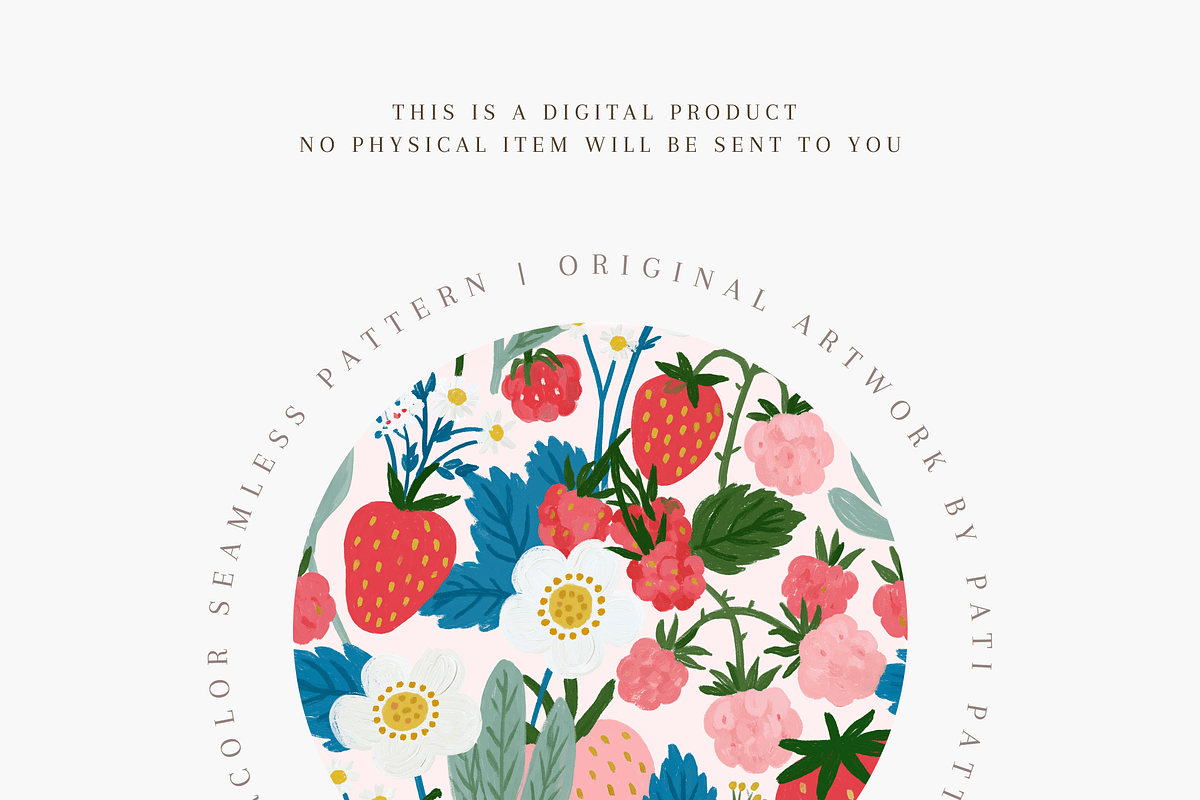 Strawberry Raspberry Floral Seamless, a Pattern Graphic by Pati Charm Studio (Photo 4 of 6)