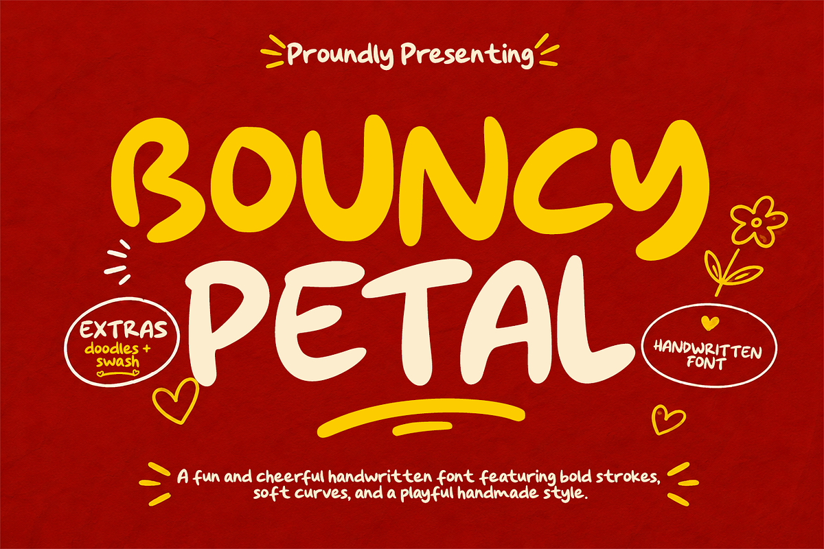 Bouncy Petal handwritten, a Handwritten Font by cocodesign (Photo 1 of 10)