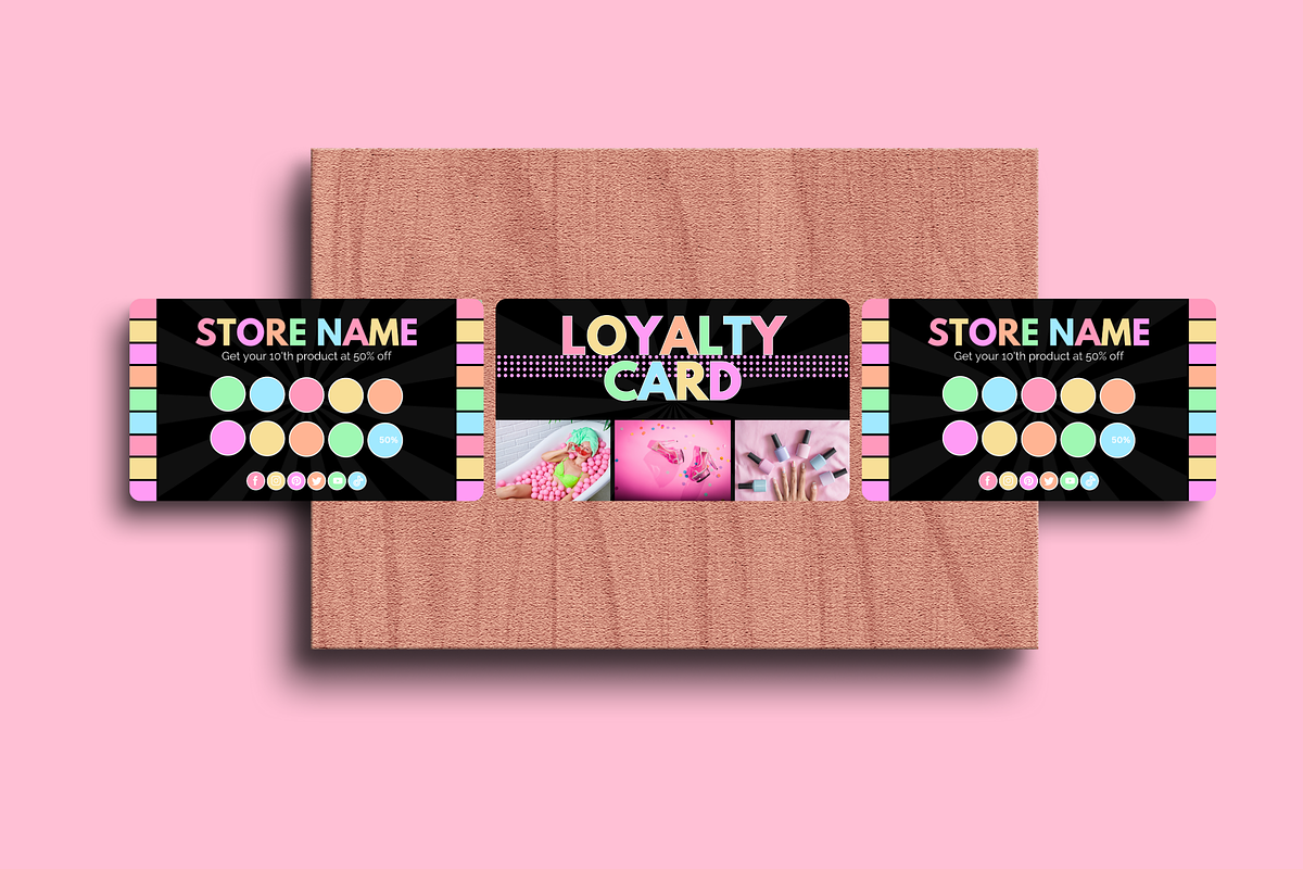 Pastel Neon Loyalty Card, a Card Template by SunshineStudioBoutique (Photo 6 of 9)