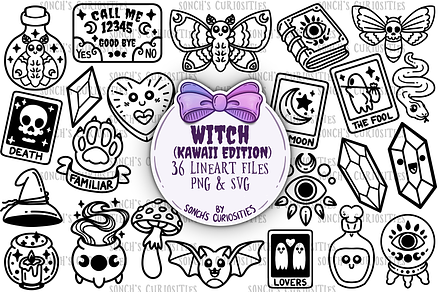 Kawaii Witch lineart, a Person Illustration by Sonch' s Curiosities