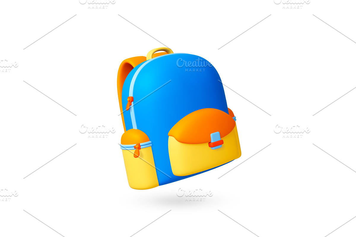 School backpack 3d icon. Isolated, an Object Illustration by Valerie Bodnar