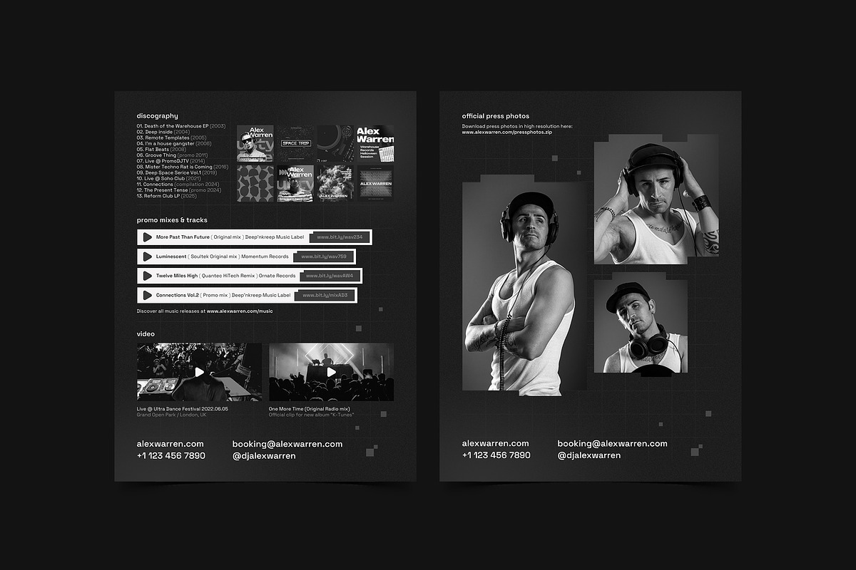 Dark DJ Press Kit / EPK Template, a Resume Template by vinyljunkie (Photo 3 of 8)