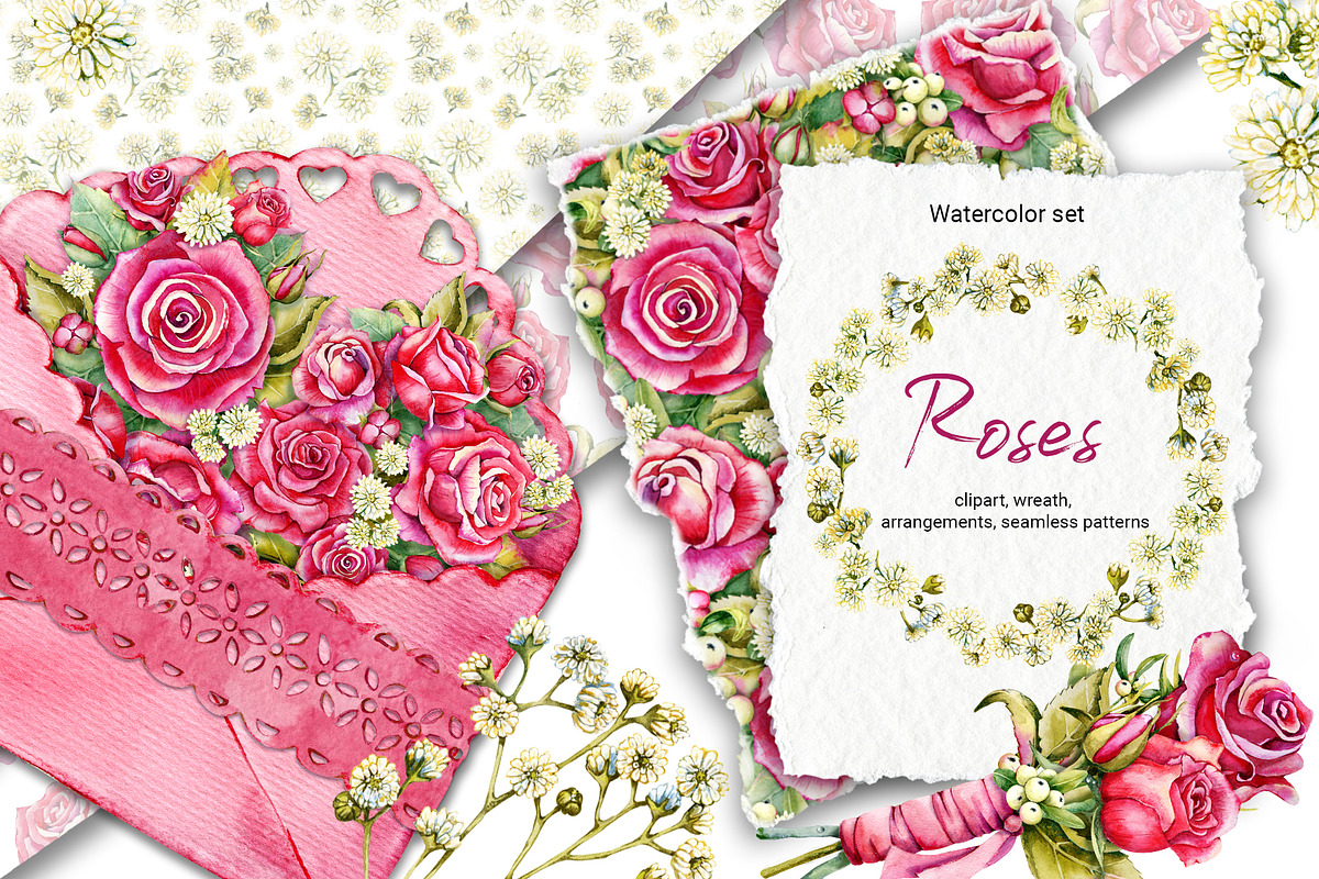 Red roses, floral watercolor set, an Illustration by Artmanata (Photo 1 of 16)