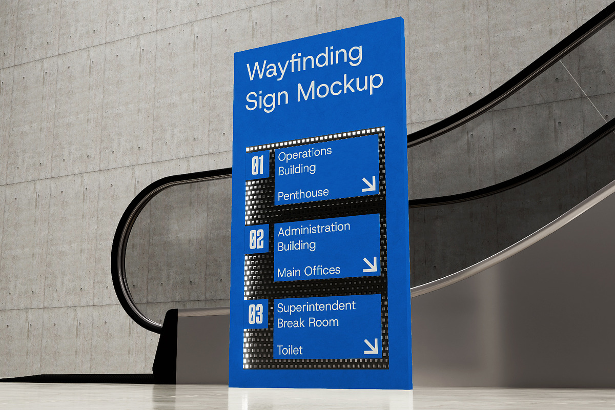 Architectural Wayfinding Sign Mockup, an Advertising Mockup by herutage (Photo 4 of 4)